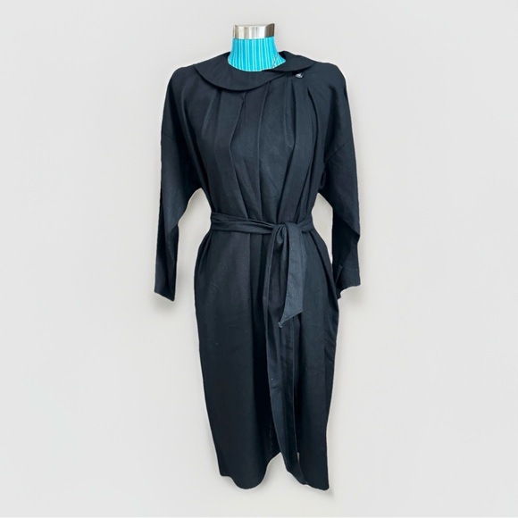 Vintage Jackets & Blazers - 1980's L.A. Passion Lightweight Black Coat, Retro Mid-Century Style, 100% Cotton